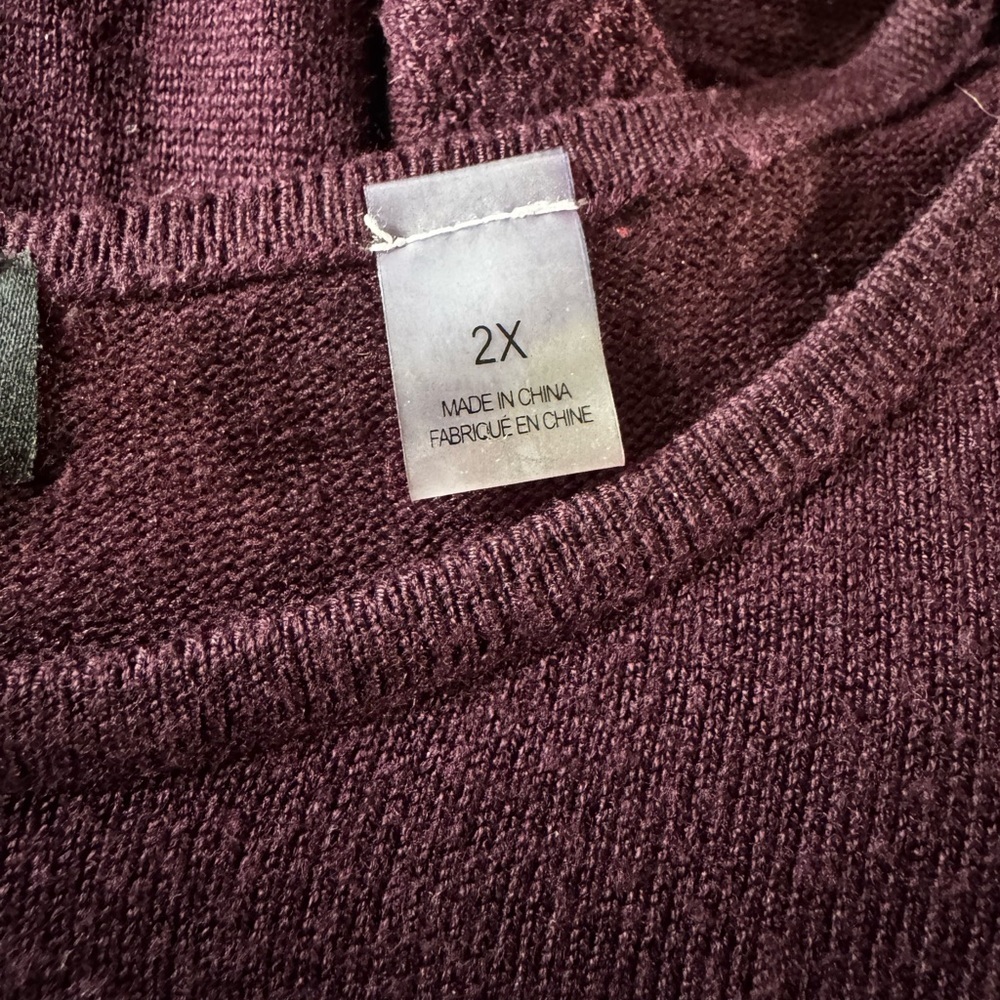 Tahari Long Sleeve Top in Deep Plum Purple 2X - Picture 3 of 6